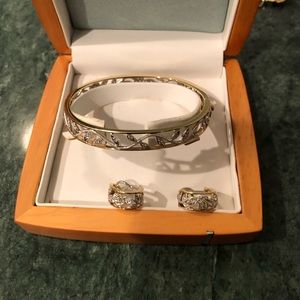 Simon G gold and diamond bracelet and earrings